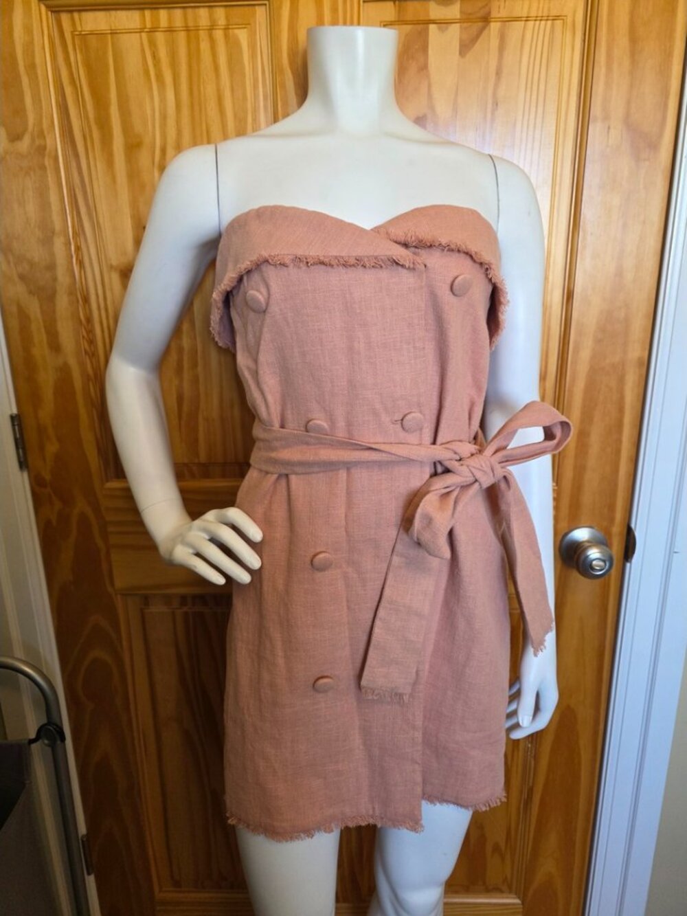 💛 67. Lovers + Friends Size Medium Strapless Linen Dress With Belt